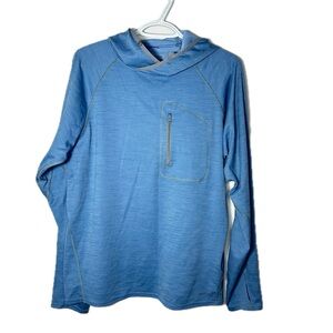 Patagonia Light Blue Lightweight Hoodie Zipper Pocket Thumbhole Size Small